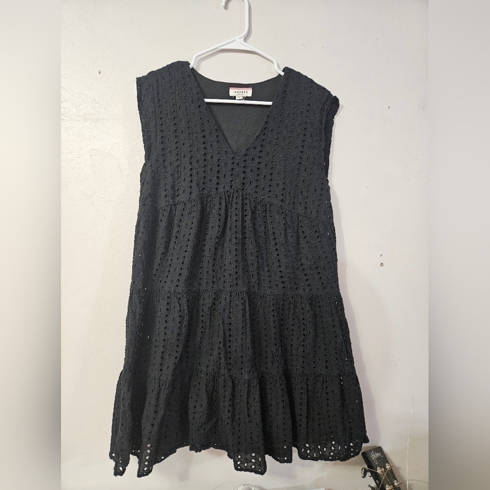 Andree V Neck Black Eyelet Dress!